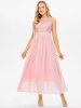 Robe Longue Florale Lacée à Panneau en Mousseline de Soie - Rose clair L
