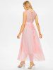 Robe Longue Florale Lacée à Panneau en Mousseline de Soie - Rose clair L