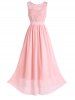 Robe Longue Florale Lacée à Panneau en Mousseline de Soie - Rose clair L