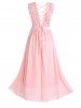 Robe Longue Florale Lacée à Panneau en Mousseline de Soie - Rose clair L