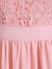 Robe Longue Florale Lacée à Panneau en Mousseline de Soie - Rose clair L