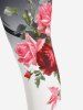 Plus Size High Waist Colorblock Rose Print Capri Leggings -  