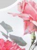 Plus Size Colorblock Rose Print T-shirt -  