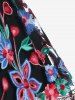 Plus Size Lace Panel Flower Embroidered Crisscross Backless Tunic Top -  