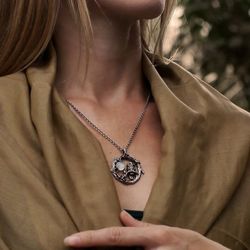 Gothic Owl Pendant Necklace - BLACK