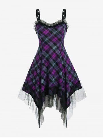 Robe Mi-Longue Mouchoir Panneau en Maille à Carreaux Grande Taille - CONCORD - S | US 8
