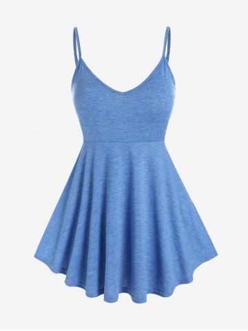 Plus Size Lace Up Striped Knitted Top and Solid Tank Top Set
