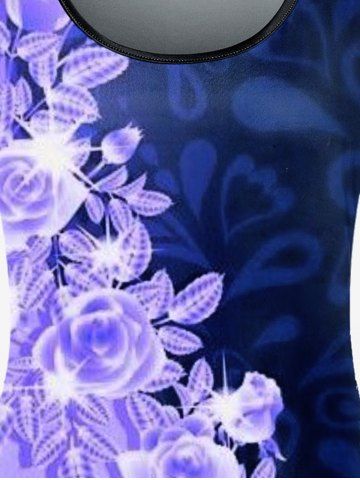 Plus Size Colorblock Floral Print Tee