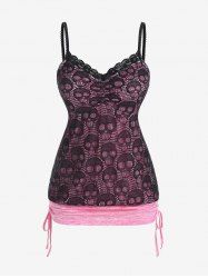 Plus Size Cinched Skull Lace Gothic Tank Top -  