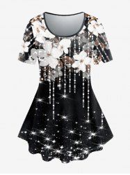 Plus Size Starlight Floral Print T-shirt -  