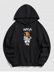 Sweat à Capuche Pull-over Streetwear Motif de Lettre et D'Ours - Noir M