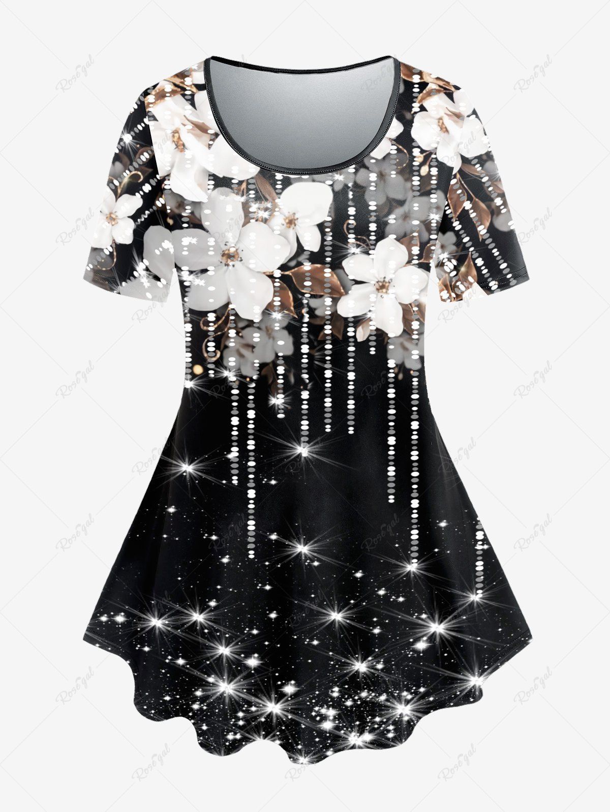 Trendy Plus Size Starlight Floral Print T-shirt  