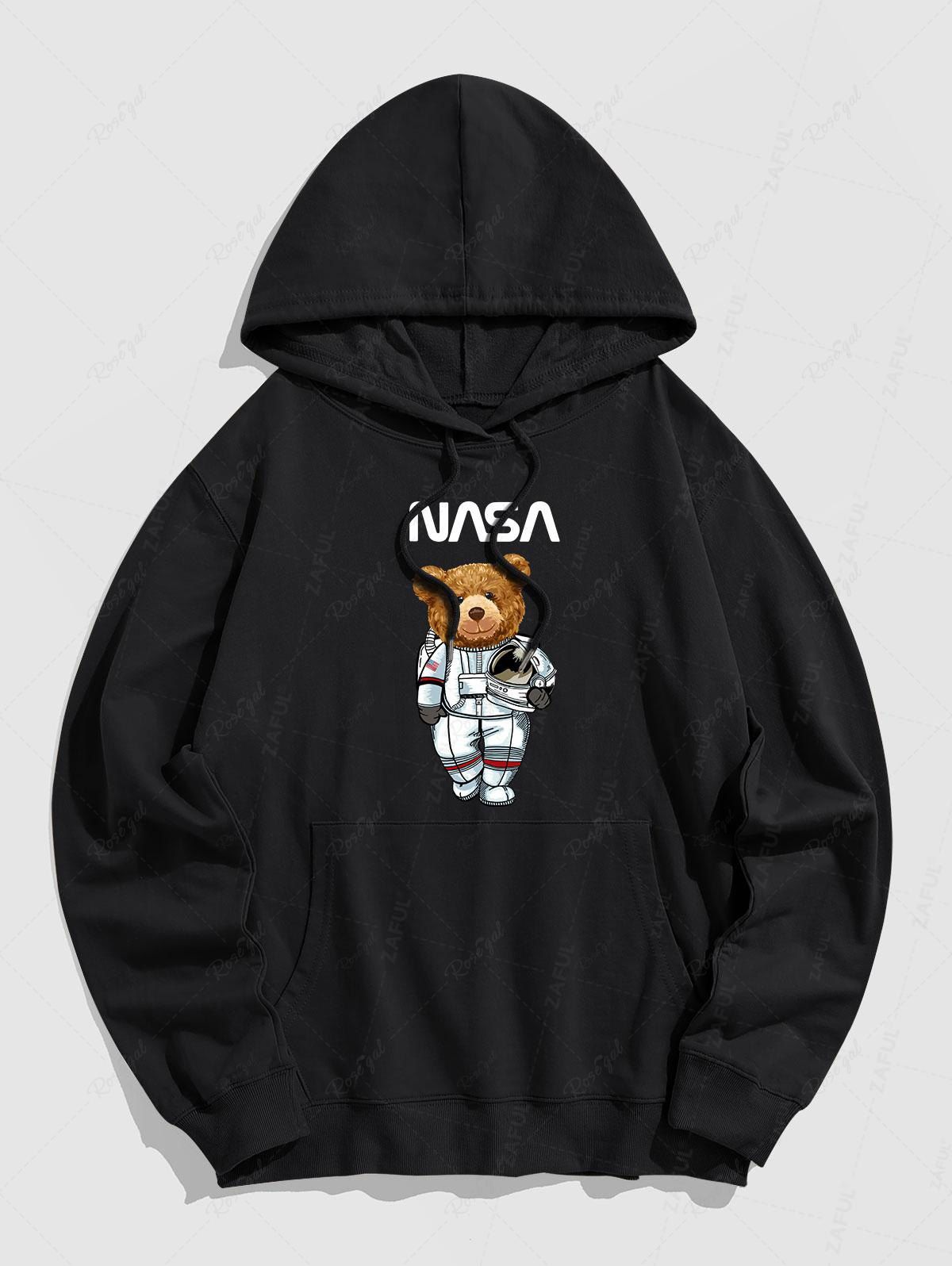 Chic Letter and Bear Pattern Streetwear Pullover Hoodie  
