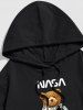 Sweat à Capuche Pull-over Streetwear Motif de Lettre et D'Ours - Noir M
