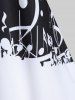 Plus Size Colorblock Musical Notes Print Tee -  
