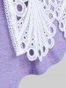 Plus Size Keyhole Lace Panel 2 in 1 Tee -  