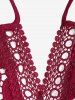 Plus Size Openwork Lace Panel Peasant Blouse -  