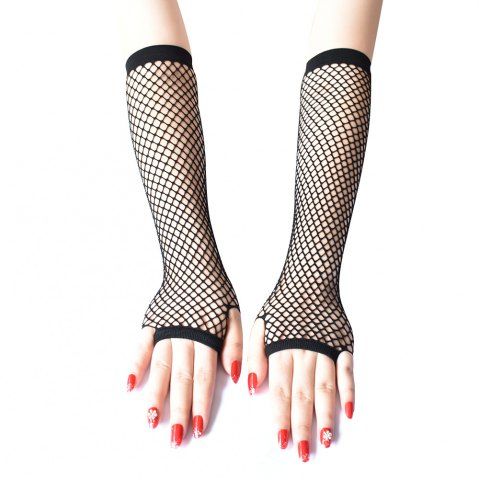 Punk Gothic Fishnet Fingerless Gloves - BLACK