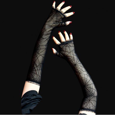 Gothic Spider Web Pattern Party Gloves