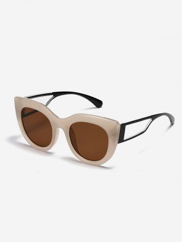 Large Frame Two-tone Color Sunglasses - COFFEE