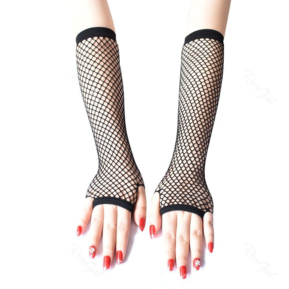 Gants Gothique en Résille sans Doigts Noir 
