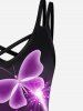 Plus Size Butterfly Print Crisscross Dress -  