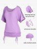 T-shirt Croisé Courbe à Manches Chauve-souris de Grande Taille - Violet clair 