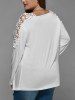 T-shirt Asymétrique Panneau en Dentelle de Grande Taille avec Poche - Blanc 1X | US 14-16