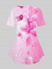 Plus Size Butterfly Printed Short Sleeves Tee -  