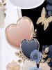 Plus Size 3D Heart Flower Butterfly Printed Two Tone Tee -  