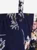 Plus Size Floral Print Cold Shoulder Blouse -  