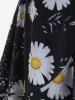 Plus Size Sunflower Print Sheer Mesh Blouse and Camisole Set -  