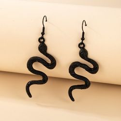 Boucles D'Oreilles Pendantes en Forme de Serpent en Métal Style Gothique - BLACK