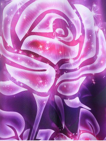 Plus Size 3D Sparkles Flower Printed Crisscross A Line Sleevless Dress