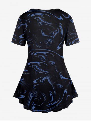 Plus Size Moon Galaxy Swirls Printed Short Sleeves Tee