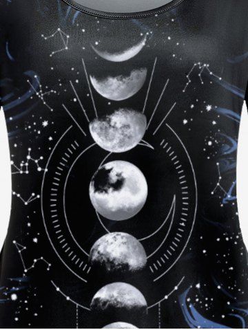 Plus Size Moon Galaxy Swirls Printed Short Sleeves Tee