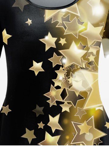 Plus Size 3D Glitter Sparkles Stars Printed T Shirt