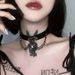 Gothic Punk Heart Pattern Lock Chains Faux Leather Choker Necklace -  