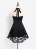Plus Size & Curve Halter Lace Up Backless Dress -  