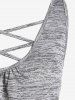 Plus Size Space Dye Lace Panel Crisscross Tank Top -  