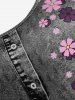 Plus Size 3D Jeans Foral Printed Short Sleeves Tee -  