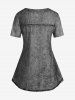 Plus Size 3D Jeans Foral Printed Short Sleeves Tee -  