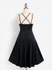 Plus Size High Waisted Backless Crisscross Midi Party Dress -  