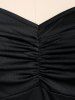 Robe Longueur à Genou Croisée Plissée de Grande Taille - Noir 5X