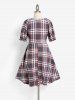 Plus Size & Curve Lace Up Raglan Sleeve Plaid Dress -  