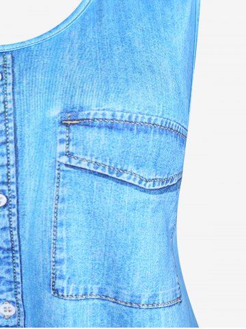 Plus Size 3D Jeans Butterfly Lace Panel Tank Top