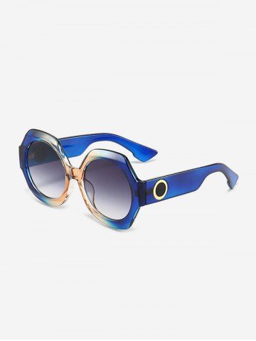 Round Lens Irregular Frame Sunglasses - DEEP BLUE
