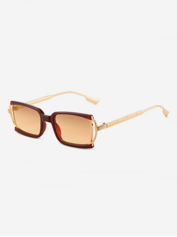 Metal Temple Small Frame Sunglasses - BROWN