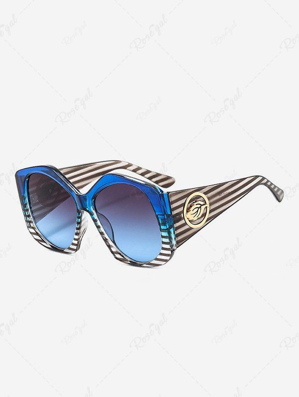 Trendy Metal Leaves Pattern Polygonal Shape Oversized Sunglasses  