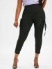 Harness High Low Tank Top and Lace Trim Lace-up Pants Plus Size Summer Outfit -  